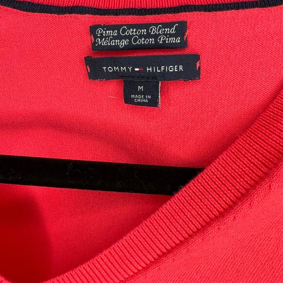 Tommy Hilfiger coral v-neck pullover sweater Size Medium - Picture 4 of 6